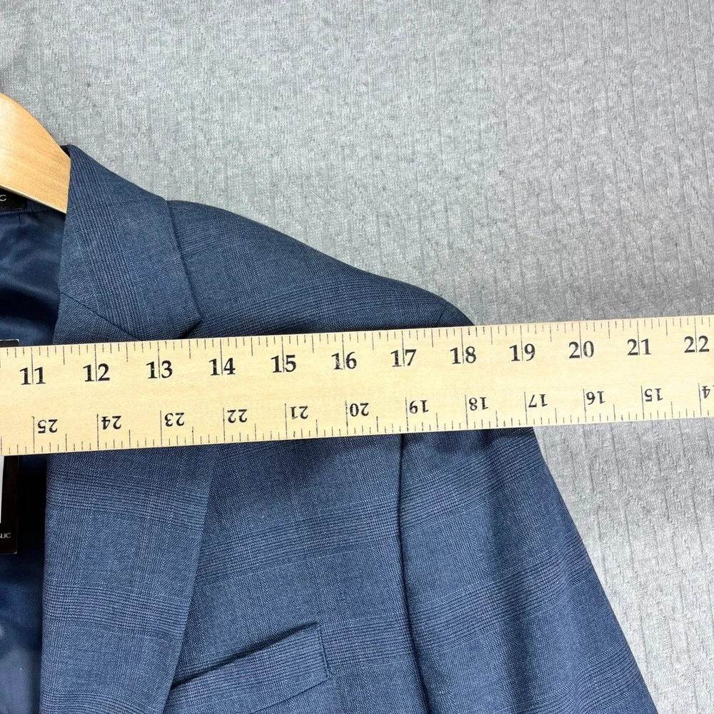 New Banana Republic Blazer Men 44R Blue Slim Fit Glen Plaid Suit Jacket Stretch